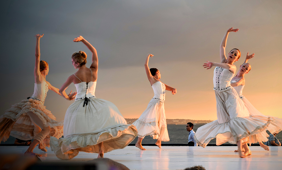 Group of women dancing outside