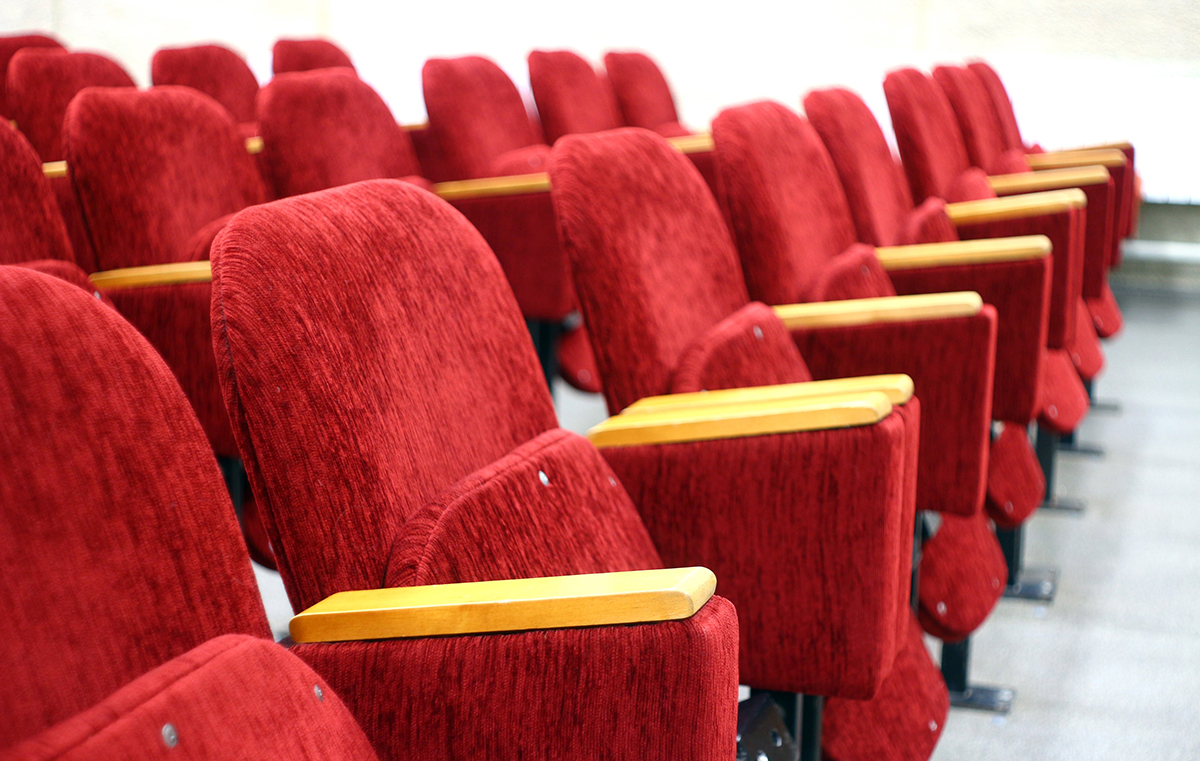 Rows of seats in a theater
